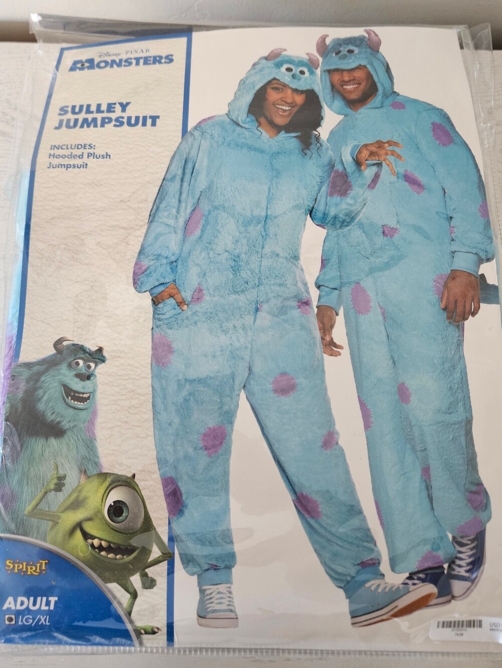 Disney Pixar Monsters Inc Sulley Suit Hooded Costume Cosplay Adult L/XL